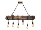 Wood Beam Chandelier:Light Fixture, 6-Light | Chandeliers by Lakehouse Lighting. Item composed of wood & metal compatible with country & farmhouse and industrial style