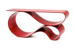 Whorl Console In Red Powered Coated Aluminum by Neal Aronowi | Console Table in Tables by Neal Aronowitz. Item composed of aluminum compatible with boho and minimalism style