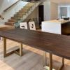 Charcoal Walnut Trio Table | Dining Table in Tables by YJ Interiors. Item made of walnut with brass works with mid century modern & contemporary style