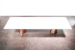 Benino Custom Oil Rubbed Cast Bronze Twin Pedestal Lacquered | Dining Table in Tables by Costantini Design. Item composed of oak wood and bronze