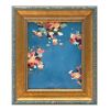 Blue Petals Abstract Oil Painting in Vintage Frame | Oil And Acrylic Painting in Paintings by Suzanne Nicoll Studio. Item works with contemporary & eclectic & maximalism style