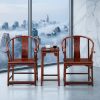 Heritage Prince Kung's Longevity Horseshoe Armchair Trio Set | Chairs by Dynasty Artisan. Item composed of wood in minimalism or eclectic & maximalism style