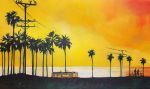 Electric Palms at Zuma | Oil And Acrylic Painting in Paintings by Kathleen Keifer. Item composed of canvas and synthetic