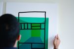 Framing Green | Oil And Acrylic Painting in Paintings by Atelier Stumpo | Ritual Roasters in San Francisco. Item composed of canvas & synthetic
