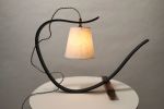 Bent Table Lamp in Ebonized Oak with Walnut Base | Lamps by Geoff McKonly Furniture. Item made of oak wood works with mid century modern & japandi style