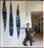 Huna Wai | THE SECRET WATERS | Public Sculptures by Nadia Fairlamb Art | Kokua Hale in Honolulu. Item made of birch wood with metal works with minimalism & coastal style