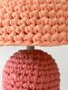 The Knitty Table Lamp in Bubble Gum Pink and Sherbert | Lamps by Meg Morrison. Item composed of fabric and ceramic in boho or mid century modern style