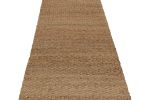 Modern Flatweave Runner in Beige/Brown, with Textural Stripe | Area Rug in Rugs by Rug and Kilim