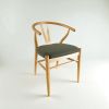 Danish Scandinavian Wishbone-Style Chair | Dining Chair in Chairs by Kleinhaus Furniture. Item composed of wood and fabric in minimalism or mid century modern style