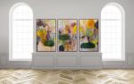 Autumn Shades Triptych | Oil And Acrylic Painting in Paintings by Elisa Gomez Art. Item made of canvas works with mid century modern & contemporary style