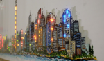 Toronto Skyline Mural with Led lights | Murals by Farhee  ~ Chundri Art and Design. Item composed of synthetic