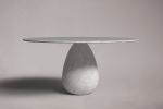 Pearl Italian Carrara Marble Round Dining Table | Tables by HamamDecor LLC. Item composed of marble in mediterranean or modern style
