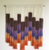 LUSTER Bright Purple Brown Orange Textile Wall Hanging | Macrame Wall Hanging in Wall Hangings by Wallflowers Hanging Art. Item composed of oak wood and wool in boho style