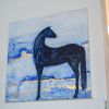 Blue And Gold Horse | Mixed Media in Paintings by KIRSTEN KAINZ | Element Bozeman in Bozeman. Item composed of canvas in contemporary or eclectic & maximalism style