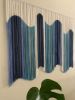AURORA IRIS Shades of Blue Fiber Art Wall Hanging | Tapestry in Wall Hangings by Wallflowers Hanging Art. Item composed of oak wood and wool in mid century modern or contemporary style