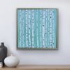 Teal Birches, 24 x 24, Abstract Tree Art | Mixed Media by Jeanne Player Fine Art. Item made of canvas with fiber works with minimalism & mid century modern style