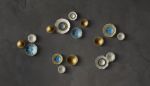 "Ivory, Azure and Gold" Wall Sculpture | Sculptures by Debra Steidel. Item composed of ceramic in contemporary or coastal style