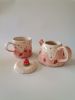 Strawberry Shortcake Cup and Teapot Set | Serveware by HulyaKayalarCeramics. Item compatible with boho and country & farmhouse style