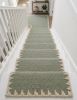 Handwoven Woolen Green Runner Rug | Rugs by Evergreen Carpets. Item made of wool works with boho & minimalism style