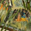 Radha Krishna in Madhuvan, Handmade Embroider Wall Artwork F | Embroidery in Wall Hangings by MagicSimSim