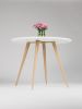 Round dining table, kitchen white table, with solid oak legs | Tables by Mo Woodwork