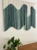 RIBBON Green Shaded Flowing Custom Hand Dyed Wall Hanging | Tapestry in Wall Hangings by Wallflowers Hanging Art. Item composed of oak wood and wool in mid century modern or contemporary style