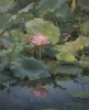 Post Impressionist Sfumato Water Lily Original Oil Painting | Oil And Acrylic Painting in Paintings by Dynasty Artisan. Item made of linen works with contemporary & eclectic & maximalism style