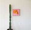 Framed Fiber Wall Art – Pink and Orange Textured Weaving | Wall Hangings by Camille McMurry. Item made of oak wood & wool compatible with art deco style
