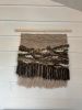 Green medium woven art textured knotted boho yarn fiber wall | Tapestry in Wall Hangings by Wolfpit Studio. Item composed of wood and cotton in boho or contemporary style