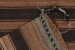 Vintage Persian Tribal Kilim in Brown and Gray Stripes | Area Rug in Rugs by Rug and Kilim