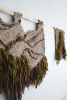 Fiber Wall Hanging Sculpture in Green and Brown | Tapestry in Wall Hangings by Rebecca Whitaker Art. Item composed of linen compatible with boho and minimalism style
