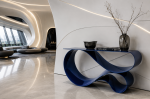 Whorl Console-Blue Powder Coated Aluminum by Neal Aronowitz | Side Table in Tables by Neal Aronowitz