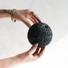 Sphere Bud Vase in Textured Carbon Black Concrete | Vases & Vessels by Carolyn Powers Designs. Item composed of concrete and glass in minimalism or contemporary style