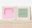 Abstract Art Print Pair: Sage Green and Magenta Pair | Prints by Emily Keating Snyder. Item made of paper compatible with mid century modern and contemporary style