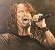 Chalk art mural~Chris Cornell and Chester Bennington | Murals by Chalkoholic | Lost Rhino Brewing Co in Ashburn