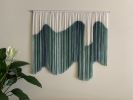 RIBBON Green Shaded Flowing Custom Hand Dyed Wall Hanging | Tapestry in Wall Hangings by Wallflowers Hanging Art. Item composed of oak wood and wool in mid century modern or contemporary style