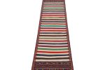 Vintage Afghan Kilim Runner Rug with Polychromatic Stripes | Area Rug in Rugs by Rug and Kilim