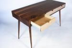 Mid-century Modern Black Walnut Office Desk with Maple Wood | Tables by Curly Woods. Item composed of oak wood and concrete in mid century modern style