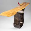 Tina Console Table Antiqued | Live Edge Slab & Steel Table | Tables by Recovery Furniture by Carlo Stenta. Item made of wood & steel compatible with contemporary and industrial style