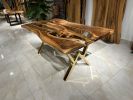 Custom Live Edge Epoxy Dine Table, Kitchen Table | Dining Table in Tables by Gül Natural Furniture. Item composed of wood in mid century modern or country & farmhouse style