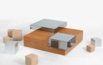 Tunc Wood and Mirror Cubic Coffee Table | Tables by LAGU. Item made of walnut with glass works with mediterranean & modern style