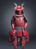 Bespoke Red Iron Samurai Armor Wearable Art I : Flamingo | Sculptures by Dynasty Artisan. Item composed of metal and leather in contemporary or japandi style