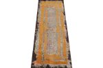 Rug & Kilim’s Modern Abstract Runner in Blue with Gold | Area Rug in Rugs by Rug and Kilim