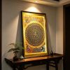 Imperial Yunjin Silk Thangka The Six Character Mantra | Embroidery in Wall Hangings by Dynasty Artisan. Item made of wood with fabric works with eclectic & maximalism & asian style