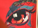 Big red girl face in urban pop art style: Dinamene | Oil And Acrylic Painting in Paintings by Monique van Steen. Item composed of canvas & synthetic compatible with contemporary and eclectic & maximalism style