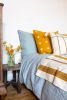Stripe Pantelhó Handwoven Throw (Yellow) | Linens & Bedding by Routes Interiors. Item made of cotton works with boho & eclectic & maximalism style