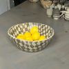 Large Stoneware Serving Bowl | Light Grey Checkered Bowl | Serveware by Casa Studio. Item made of stoneware compatible with boho and minimalism style