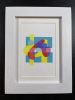 Abstract Square in Blue & Yellow | Oil And Acrylic Painting in Paintings by Marc VanDermeer. Item made of paper