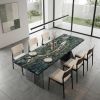 Song Dynasty Inspired Solid Natural Blue Marble Table/Desk | Communal Table in Tables by Dynasty Artisan. Item made of wood with marble works with minimalism & contemporary style