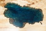 Spalted Maple Coffee Table With CNC Engraved Lake Tahoe | Tables by Chagrin Valley Custom Furniture. Item made of maple wood & steel